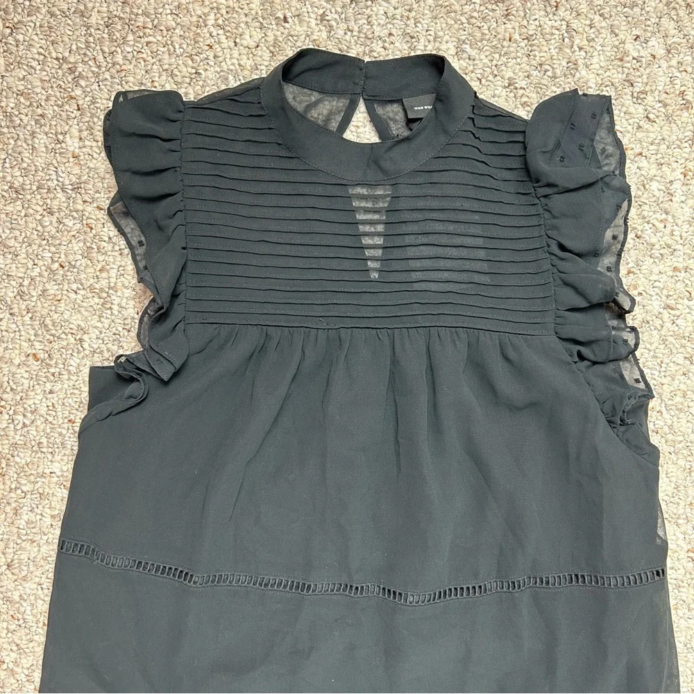 Who What Wear NWT Black Tiered Ruffle Dress Womens Medium Sleeveless Short Sheer - Picture 2 of 9
